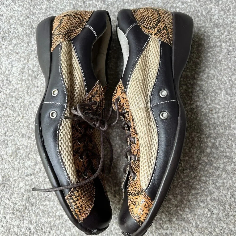 Newport News Mens Dress Shoes Sz‎ 11 Snake Pattern Brown Tan Patent Leather